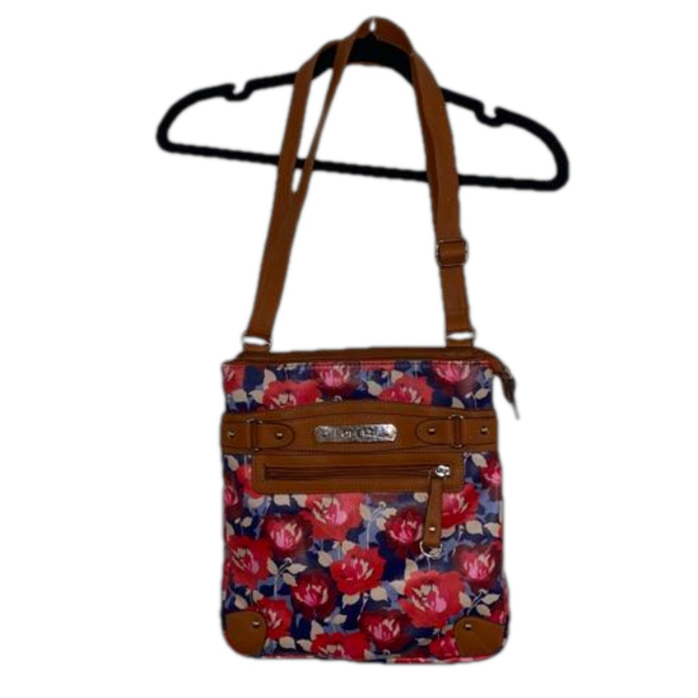 Women's Rosetti Floral Crossbody Bag Red Blue and Brown Great Condition